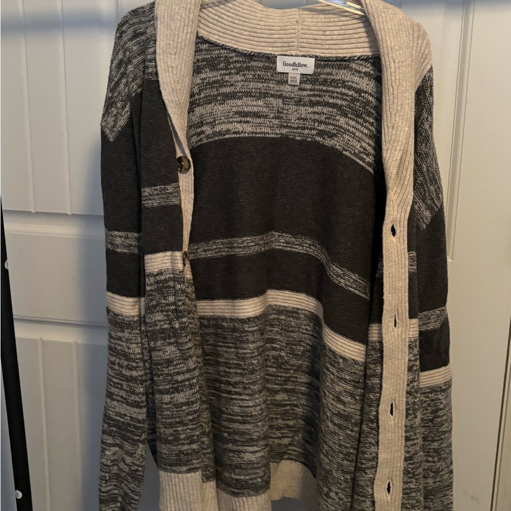 Gray and Cream Striped Men’s Sweater